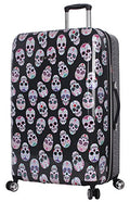 Betsey Johnson 30 Inch Checked Luggage Collection - Expandable Scratch Resistant (ABS + PC) Hardside Suitcase - Designer Lightweight Bag with 8-Rolling Spinner Wheels (Skull Party, 30in)