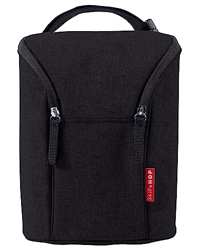Skip Hop Diaper Bag Backpack: Mainframe Large Capacity Wide Open Structure with Changing Pad & Baby Breastmilk Cooler Insulated Bottle Bag, Grab & Go, Black