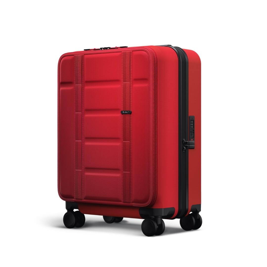D_b_ Ramverk Front-Access Carry-On 21 Inch Hardside Luggage, Compact Suitcase with Silent 360 Spinner Wheels, TSA Lock, Interior Laptop Compartment and Two Zipper Dividers, Sprite Lightning Red