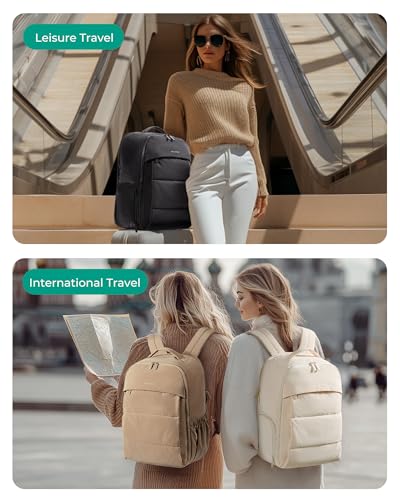 BAGSMART 30L Travel Backpack for Women, Carry on Backpack for Airplanes, Gym Backpack with Shoe Compartment, Lightweight Travel Bag Fits 15.6 Inch, Water-Resistant, Chocolate