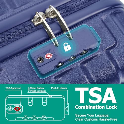 Joyway Luggage Sets 6 Piece with Detachable Spinner Wheels, Lightweight Hard Shell Travel Suitcse Set with TSA Lock (Blue, 6 Piece Set)