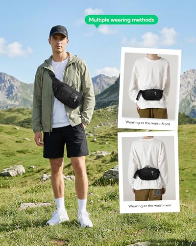 WATERFLY Fanny Pack Waist Bag: 3L Waist Pack with Anti-Theft RFID Blocking, 9 Pockets & Adjustable Belt Water Resistant Hip Pack for Women Men Travel Hiking Running