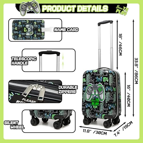 Inprof Kids Luggage Set 2 Piece 16'' Hardside Spinner Wheels Carry On Airline Approved