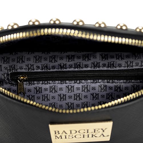 BADGLEY MISCHKA Bridgette Black Studded Vegan Leather Belt Bag | Sling | Fanny Pack | Cross Body Bag