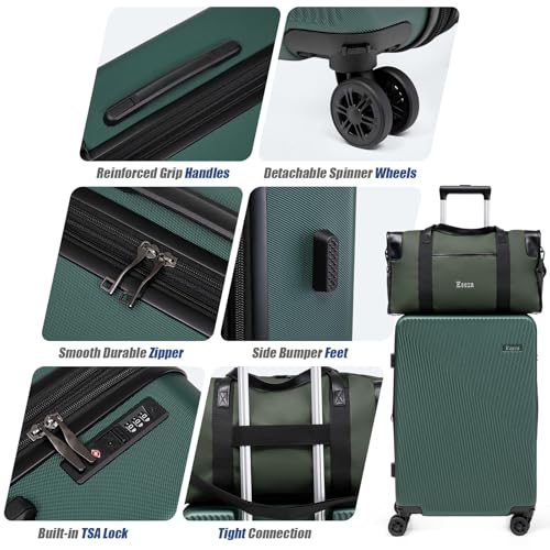 Eeeza Expandable Luggage Sets 5 Piece,Suitcases with Detachable Wheels,ABS Hard Case Luggage with TSA Lock Spinner Wheels,Carry On Luggage Set