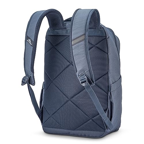 High Sierra Large Backpack Reflective Accent Comfortable Mesh Back School Bag with Tablet Device Sleeve and Adjustable Straps, Grey Blue