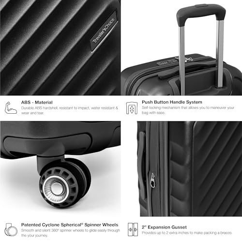 Traveler's Choice Elm 21" Carry-on Expandable Spinner Luggage Set - Matte Black