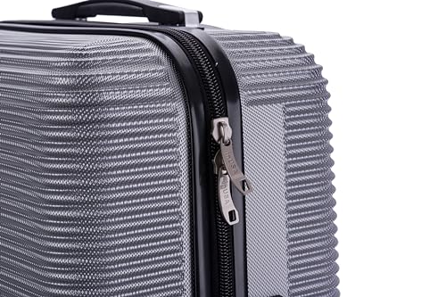 InUSA ROYAL Hardside Luggage with Ergonomic Handles | Spacious Travel Suitcase with Four Spinner Wheels and Studs | 20 Inch Hardside Carry-On Spinner Luggage | Silver