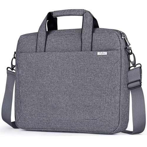 BAFFINA 15.6 16 Inch Laptop Shoulder Bag for Men Women,Waterproof Computer Carrying Case Messenger Bag with Strap,Laptop Briefcase for 14-15-16 Inch MacBook/Chromebook/Notebook Hp Dell Acer Asus,Grey