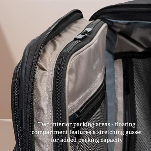 Ricardo Beverly Hills Flight Essentials Softside Expandable Carry-On Travel Luggage with Wheels, Durable Ballistic Nylon Fabric, Water and Stain Resistant, Men and Women, 22-Inch (Black)