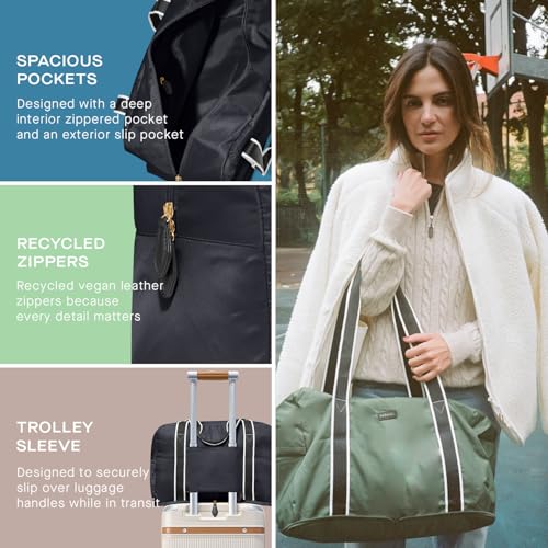 Foldable Duffle Bag for Travel | Lightweight, Water-Resistant Carry On Bag | Sustainable and Durable Nylon, Derby Black