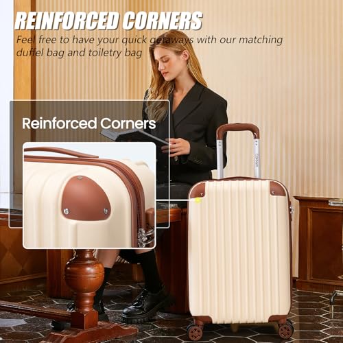 Cosbarn Luggage Sets 5 Piece Suitcases with Wheels, Suitcase Set ABS Hard Case Luggage with TSA Lock Spinner Wheels Durable Travel Luggage