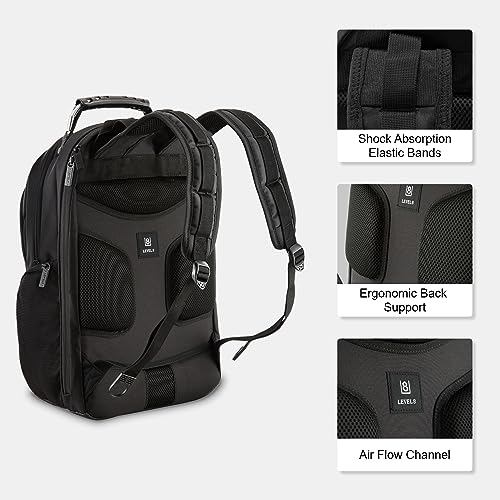 LEVEL8 Luminous Carry On Luggage 20" Inch with Laptop Backpack-Black