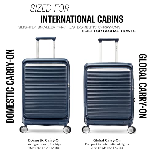 Samsonite Paralux Global Carry-On Luggage - Innovative Design - Quick Access Front Pocket - Dual Suspension Wheel Technology - TSA Lock - Expandable - Includes Removable Packing Cubes - Olive