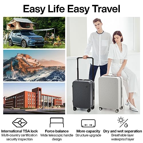 mixi 20 Inch Expandable Wide Handle Carry On Luggage and 18 Inch Travel Backpack as a set