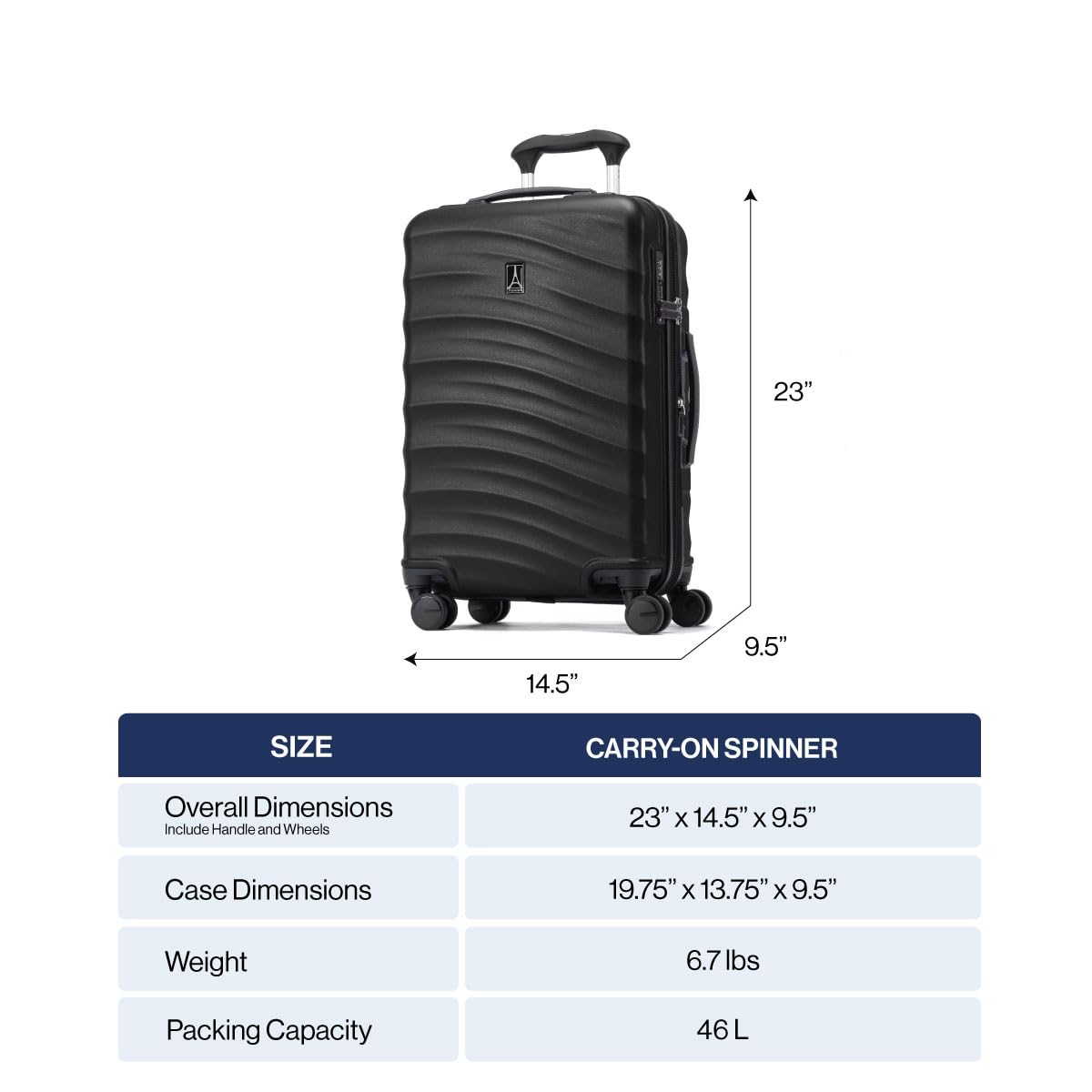 Travelpro Maxlite Air V2 Hardside Expandable Carry on Luggage, 8 Spinner Wheels, Lightweight Hard Shell Suitcase, TSA lock, Black, Carry On 20-Inch