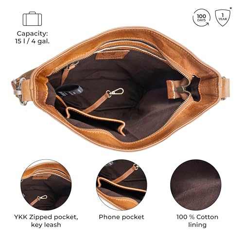 BERLINER BAGS Vintage Genuine Leather Shoulder Bag Sofia, Handbag, Crossbody Bag for Women - Brown