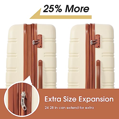 Merax Luggage sets of 3 Piece Carry on Luggage Airline Approved,Hard Case Luggage Expandable Checked Luggage Suitcase Set with Wheels(White)
