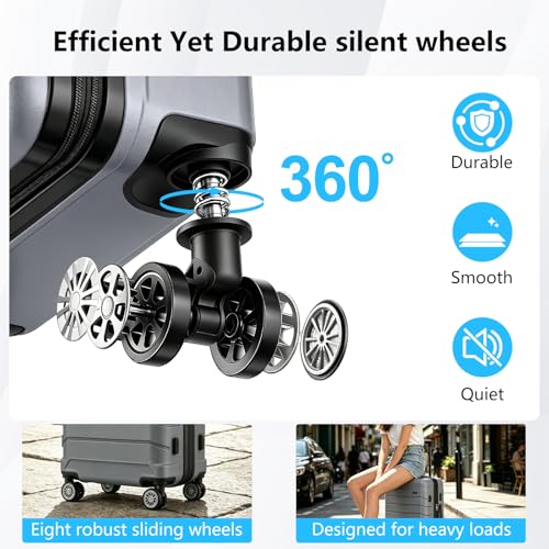 ExoRoute Luggage Sets 3 Piece, Hardside Carry On Suitcase with Spinner Wheels, Lightweight Durable Luggage for Travel | TSA Lock, Expandable Suitcase Set for Men and Women（20/26in） (Grey)