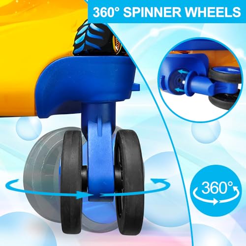 5PCS Kids Luggage Set, Airline-Approved Carry-On with 360°Spinner Wheels, Cute Travel Suitcase for Boys & Toddlers - Dynamic Dual-Truck Blue