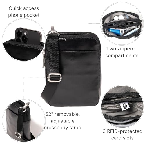 Modern Take Two RFID Crossbody - 5"x7" Lightweight Small Phone Wallet Crossbody Bag - Nylon Travel Purse