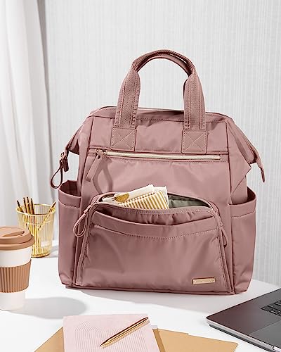 Skip Hop Diaper Bag Backpack: Mainframe Large Capacity Wide Open Structure with Changing Pad & Stroller Attachement, Dusty Rose