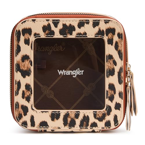 Montana West X Wrangler Clear Makeup Bag Travel Cosmetic Bag Portable Make Up Toiletry Organizer for Women Leopard