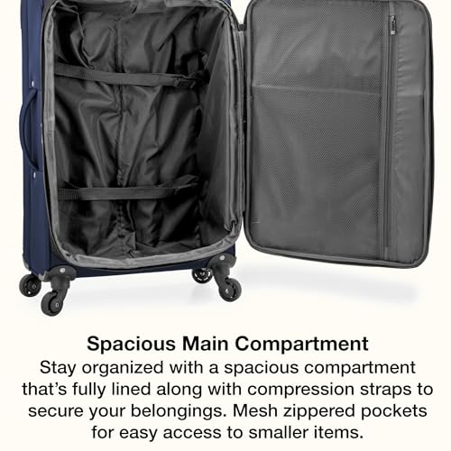 U.S. Traveler Anzio Softside Expandable Luggage with Spinner Wheels, Navy, 30-Inch Large