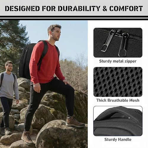 Bxiuna Travel Backpack, Extra Large 45L Travel Backpack for Men & Women, Expandable Laptop Bag, Water Resistant Computer Backpack Fits 18.4 Inch Laptop, Lightweight Daypack for Flight, Black