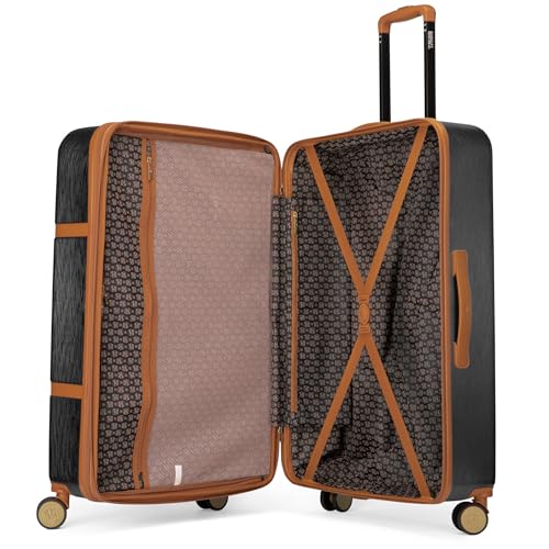 Badgley Mischka Grace 3 Piece Polycarbonate-ABS Expandable Retro Luggage Set (Black)