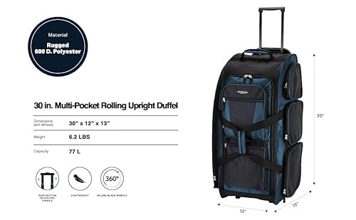 Travelers Club 30" Xpedition Rolling Duffel Bag, Rivera Blue