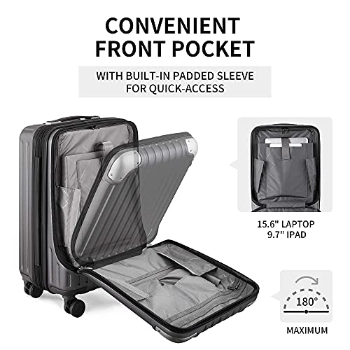 LEVEL8 Grace Expandable 20" Carry-On Luggage with 4 PC Organizer Packing Cubes - Grey, Carry-On 20-Inch