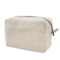 GFU Cosmetic Bags for Women, Seersucker Cosmetic Bag, Travel Toiletry Stripe Makeup Bag, Large Women Aesthetic Organizer Storage Pouch, Girls Handbags Purses, brown