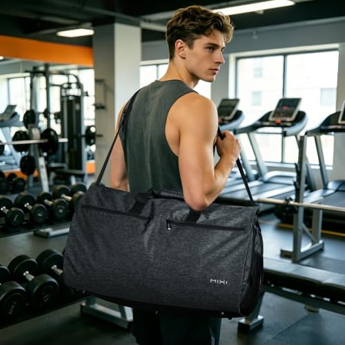 mixi 22 Inch Carry-On Bag for Men Women, 56L Foldable Water-Resistant Weekender Bag for Travel Gym Sports, Forest Black