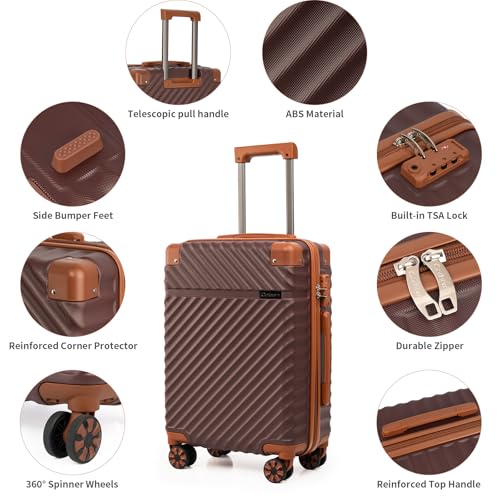 Cosbarn Luggage Sets 5 Piece with TSA Lock Spinner Wheels, Unisex Hard Case ABS Suitcase Set, Hardshell Lightweight Waterproof Travel Hardside Suitcases with Wheels for Women Men, Burgundy