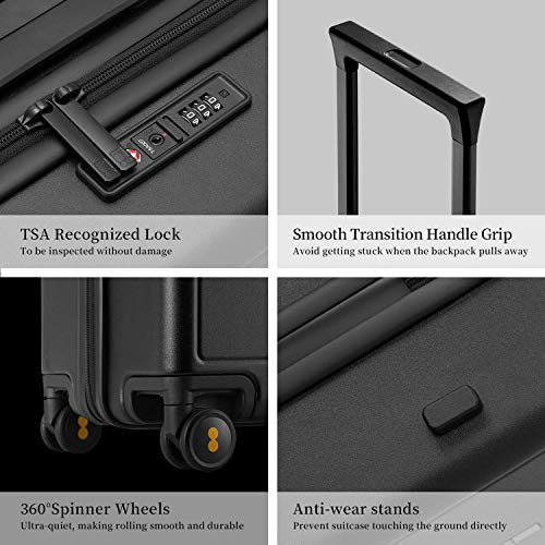 LEVEL8 Elegance PC Matte Hardshell Luggage Set, 20" Carry-On and 24" Checked Medium Luggage - Black