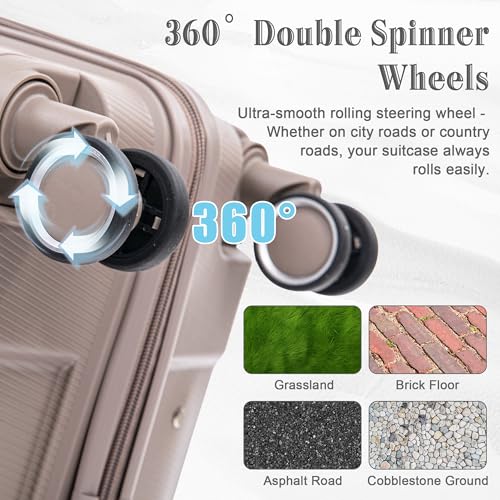 Hardside 4 Luggage Sets, Lightweight Wave Suitcase with Spinner Wheel