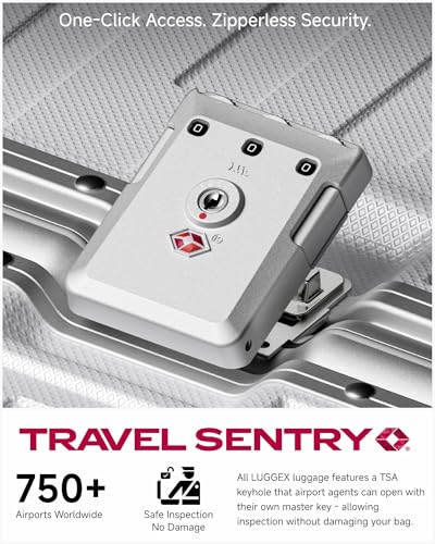 LUGGEX Checked Suitcase with Spinner Wheels, 8010S Aluminum Frame Zipperless Polycarbonate Hard Shell Suitcase (ZX-Core, Silver, 28 Inch)