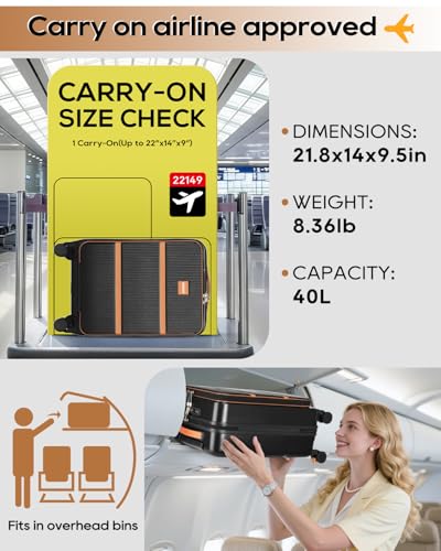 Joyway Carry on Luggage Airline Approved with Front Pocket, Hardside 20 Inch Travel Luggages with Cup Holder, Carry-on Suitcase with Leather Handbag