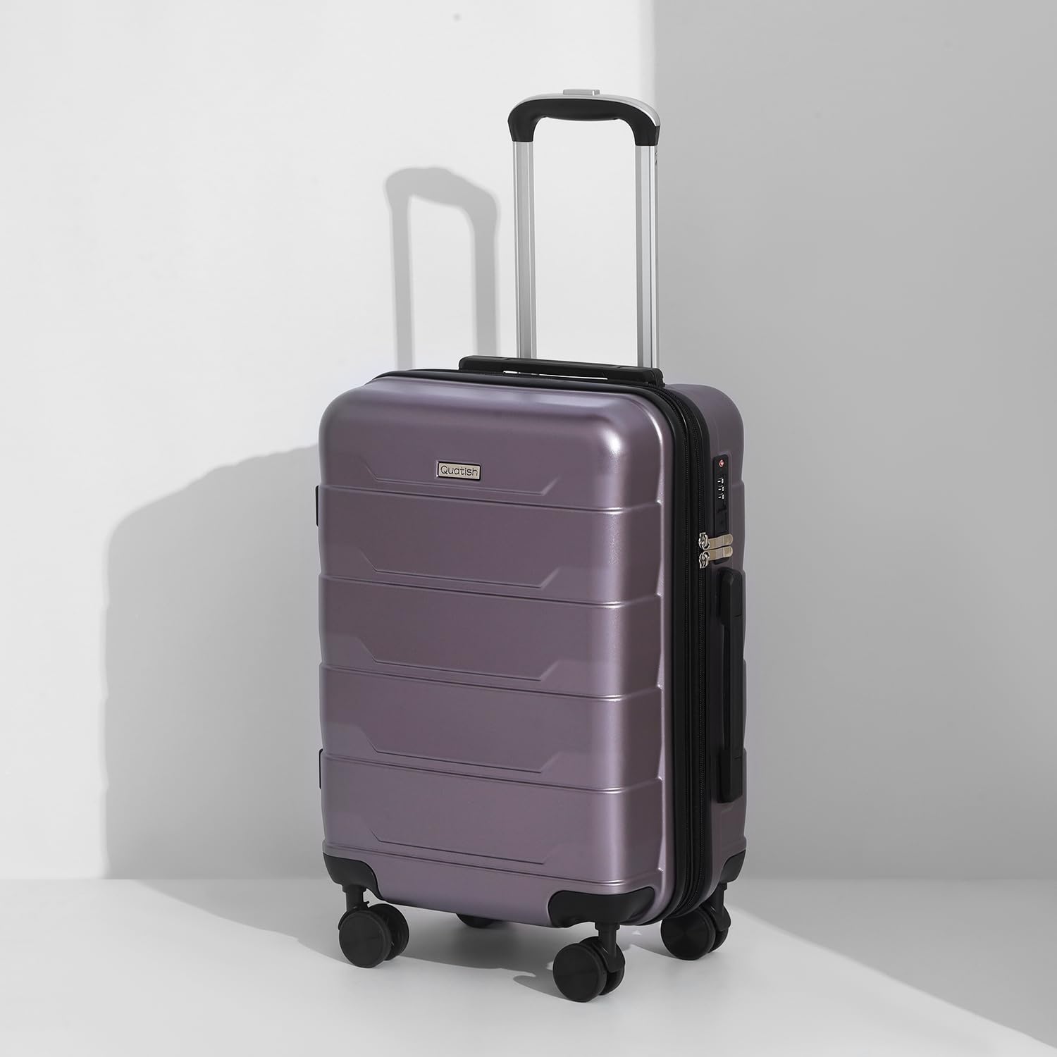 Quatish Carry On Luggage 22x14x9 Airline Approved with Spinner Wheels, 22 inch Expandable Hard Shell Suitcase with TSA Lock, Smooth Rolling Wheel for Lightweight Travel for Men Women, Purple