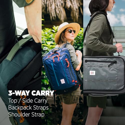 Topo Designs Global Travel Bag – 30L or 40L - Carry-On Compliant Most Airlines, Durable Travel Duffel Bag, Clam Shell Main Pocket, Laptop Sleeve, Backpack, Luggage (30L / Original Olive)
