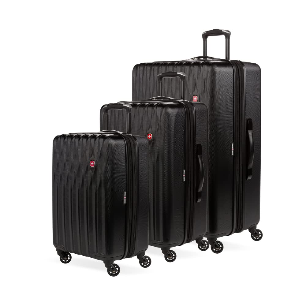 SwissGear 8018 Expandable Luggage Set, 3-Piece Hardside Luggage Set with Spinner Wheels