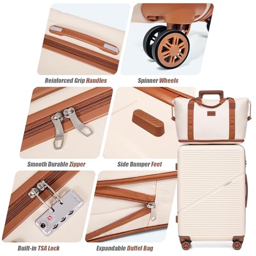 Cosbarn Carry On Luggage Set 22x14x9 Airline Approved, 3 Piece 20 Inch Lightweight ABS Hardside Suitcases with Wheels and TSA Lock, Durable Waterproof Travel Suitcase for Men Women