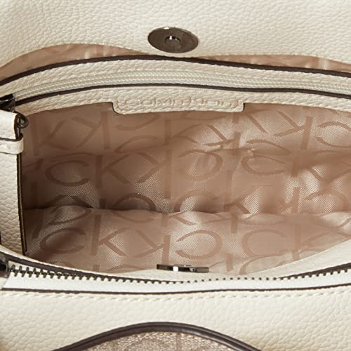 Calvin Klein Adeline Triple Compartment Satchel, Almond/Taupe/Cherub White