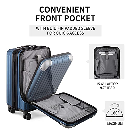 LEVEL8 Grace Expandable 20" Carry-On Luggage with 4 PC Organizer Packing Cubes - Blue, Carry-On 20-Inch