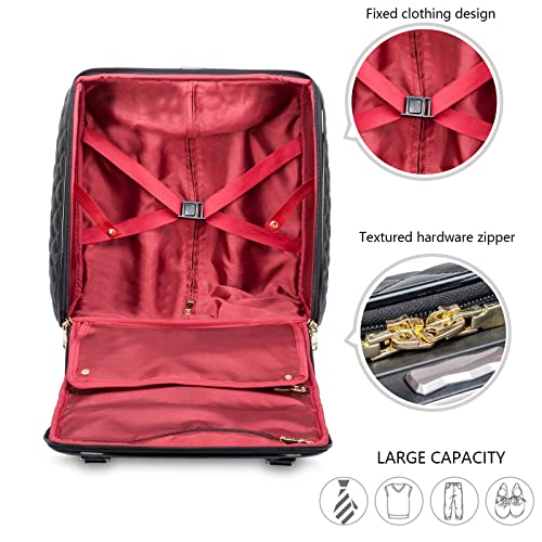 feilario 18in Leather Softside Underseat Carry on Suitcases Expandable Spinner Wheels Travel Luggage