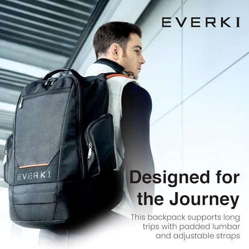 EVERKI ContemPRO 117 42L Laptop Backpack – Business Travel Backpack Carry On Flight Approved for Gaming Laptop & Travel Essentials with Water-Resistant Rain Cover, Fits Laptops up to 18.4" – Black
