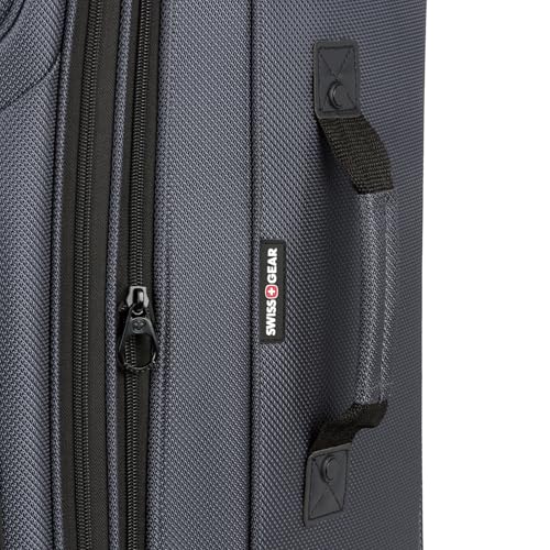 SWISSGEAR Sion Softside Expandable Spinner Luggage Durable Lightweight Travel Suitcase, Dark Grey, Checked-Large