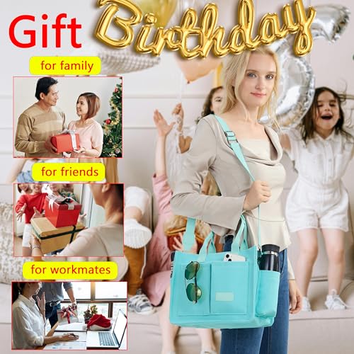 ZHMO Canvas Tote Bag for Women With Compartments and Zipper,Women's Bags Crossbody Bags Work Laptop Tote Bag Large Satchels Handbags Tote Purse Everyday Shoulder Bag for Travel Nurse Teacher Church