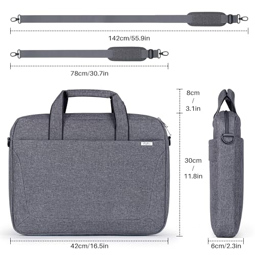 BAFFINA 15.6 16 Inch Laptop Shoulder Bag for Men Women,Waterproof Computer Carrying Case Messenger Bag with Strap,Laptop Briefcase for 14-15-16 Inch MacBook/Chromebook/Notebook Hp Dell Acer Asus,Grey